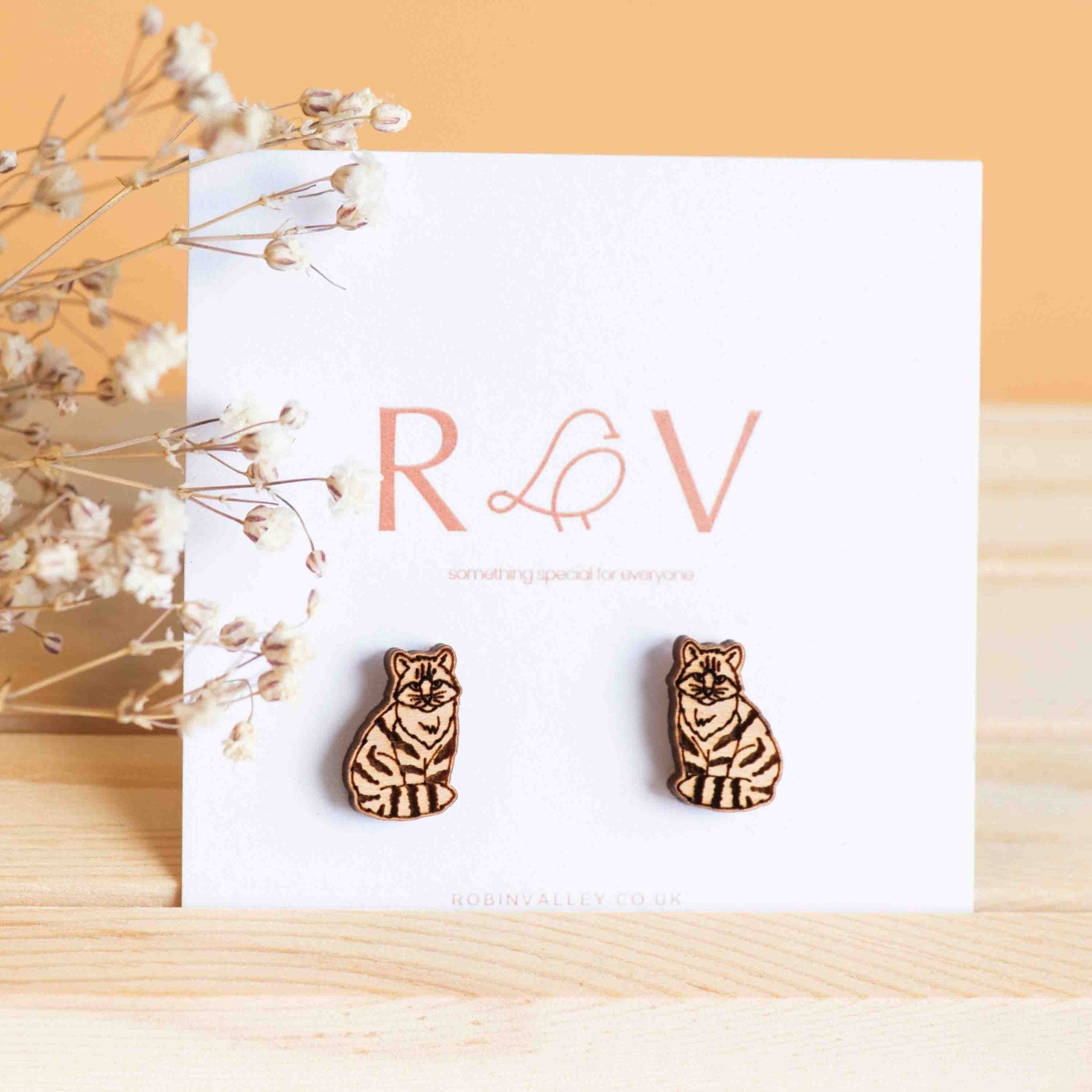 Scottish Wildcat Earrings Wooden Eco - Jewellery - EL10169 - Robin Valley Official Store