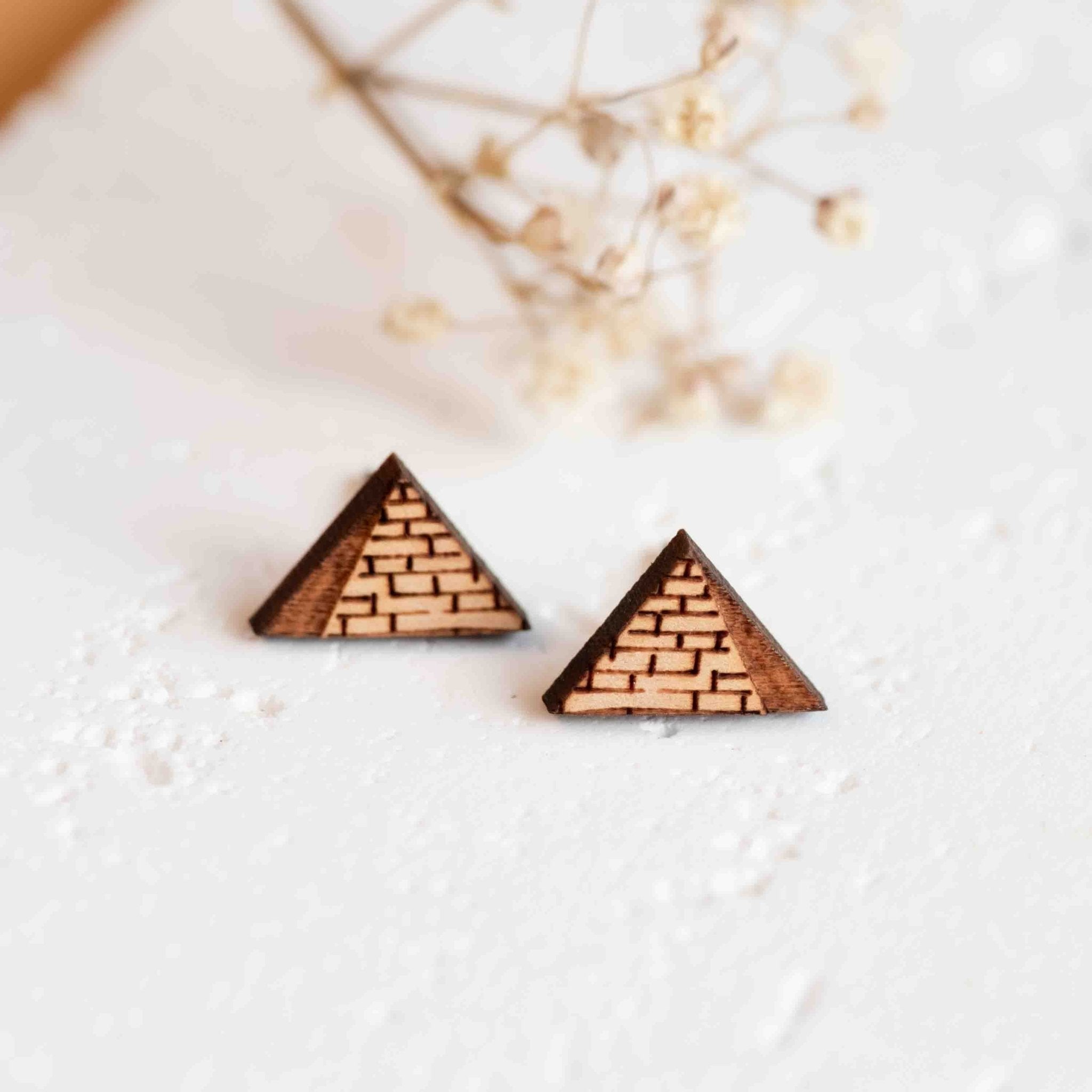 Wooden Egyptian Pyramid Earrings Earrings - ET15169 - Robin Valley Official Store