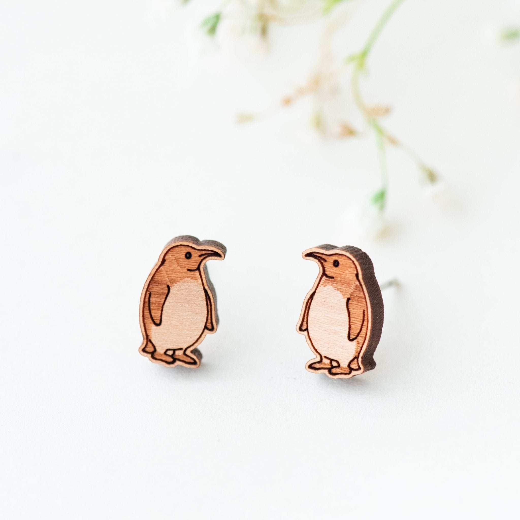 Wooden Penguin Earrings - EB12001 - Robin Valley Official Store
